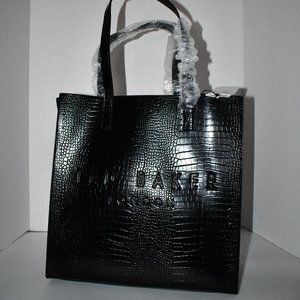 Ted Baker Icon Croc Detail Tote in Black #WXB-CROCCON 253518 NWT